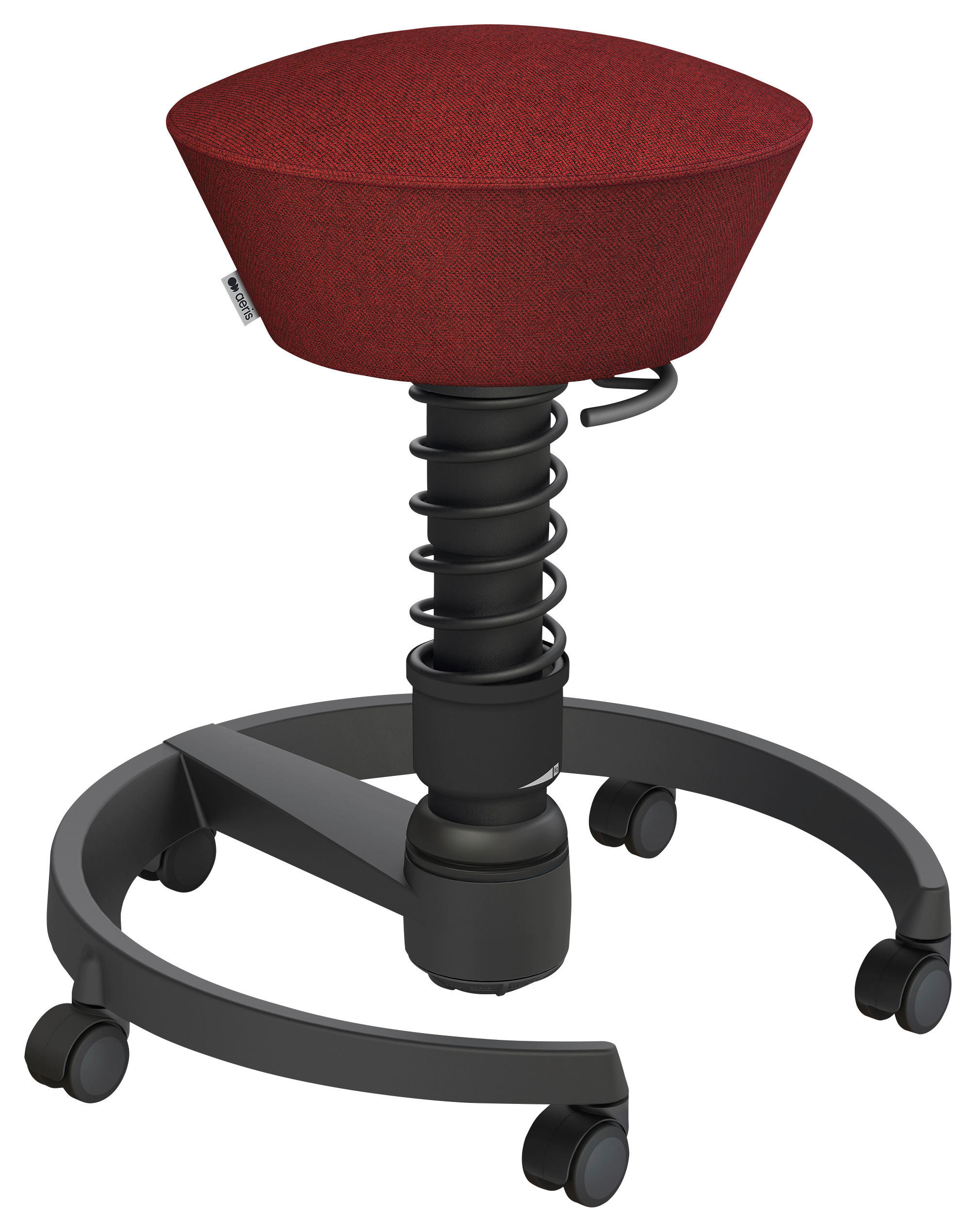 BÜROHOCKER Wollmischung mel. Schwarz, Dunkelrot  - Schwarz/Dunkelrot, Basics, Kunststoff/Textil (55/45,66/55cm) - Aeris