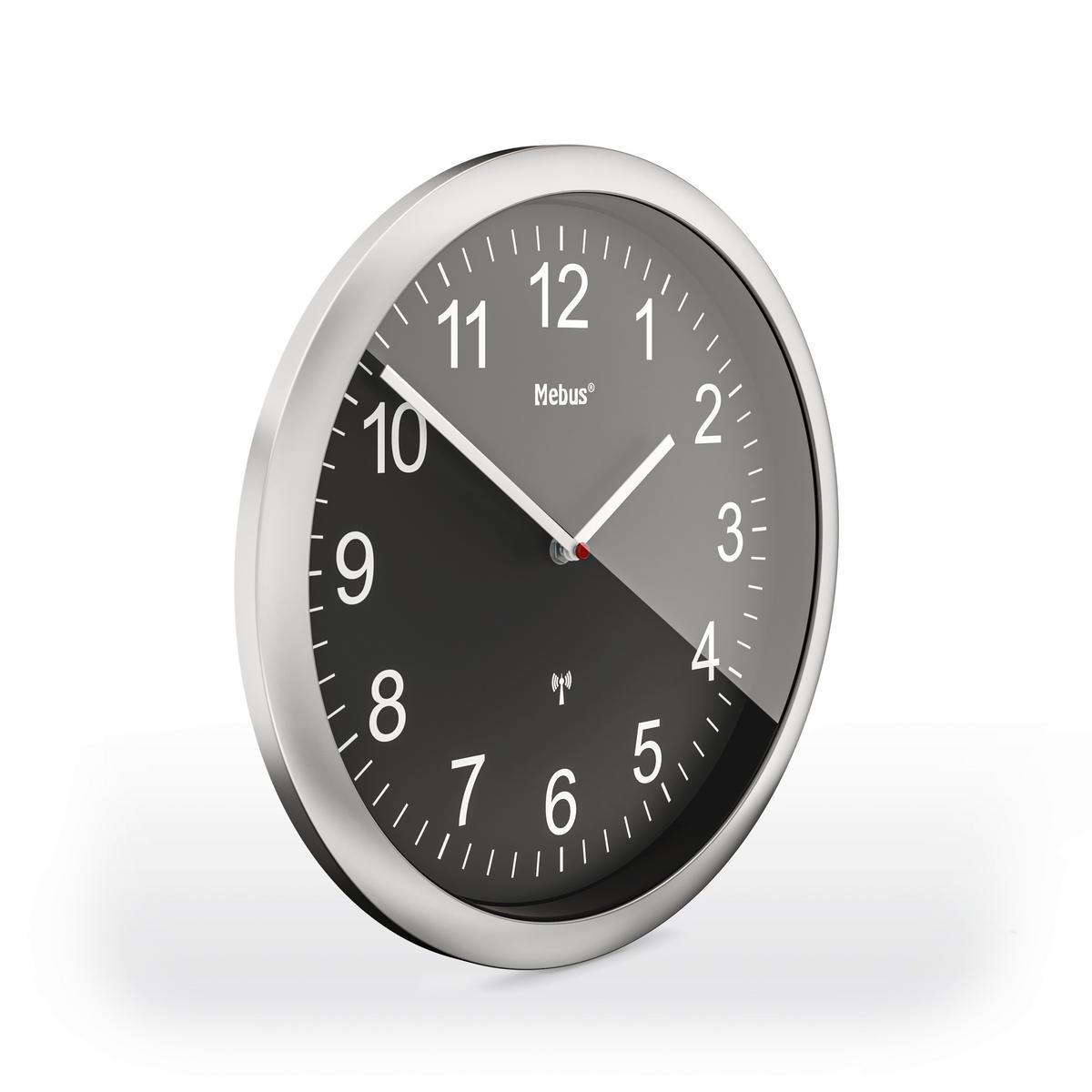 WANDUHR Silberfarben, Schwarz  - Silberfarben/Schwarz, Basics, Kunststoff (25cm)