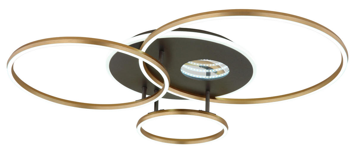 LED-DECKENLEUCHTE 90/70/13 cm   - Anthrazit/Goldfarben, Design, Kunststoff/Metall (90/70/13cm) - Globo