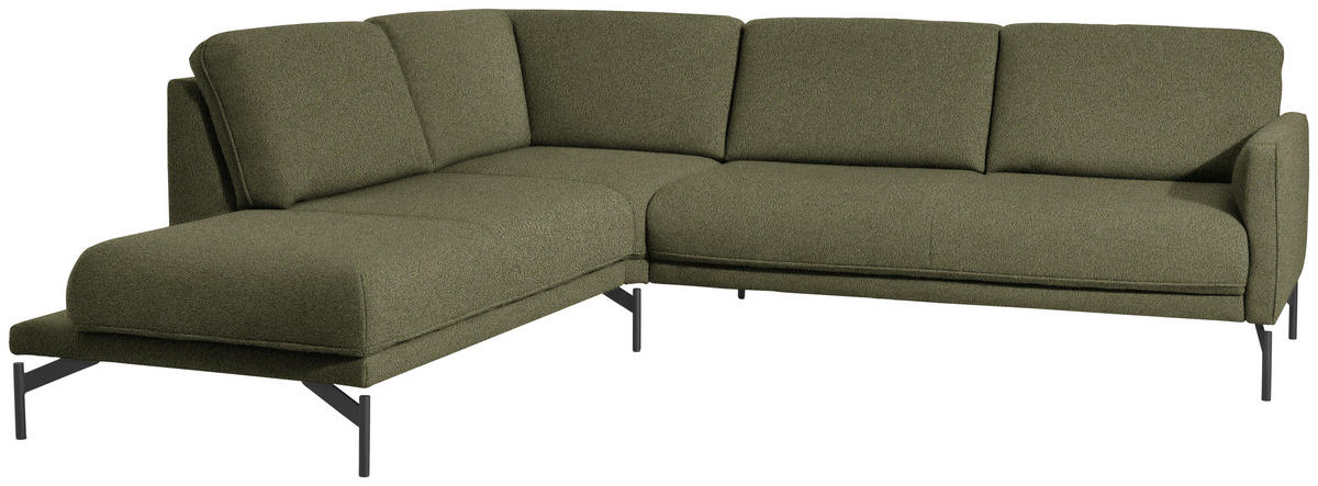 ECKSOFA in Flachgewebe, Struktur Olivgrün  - Anthrazit/Olivgrün, Design, Textil/Metall (230/254cm) - Johann Jakob