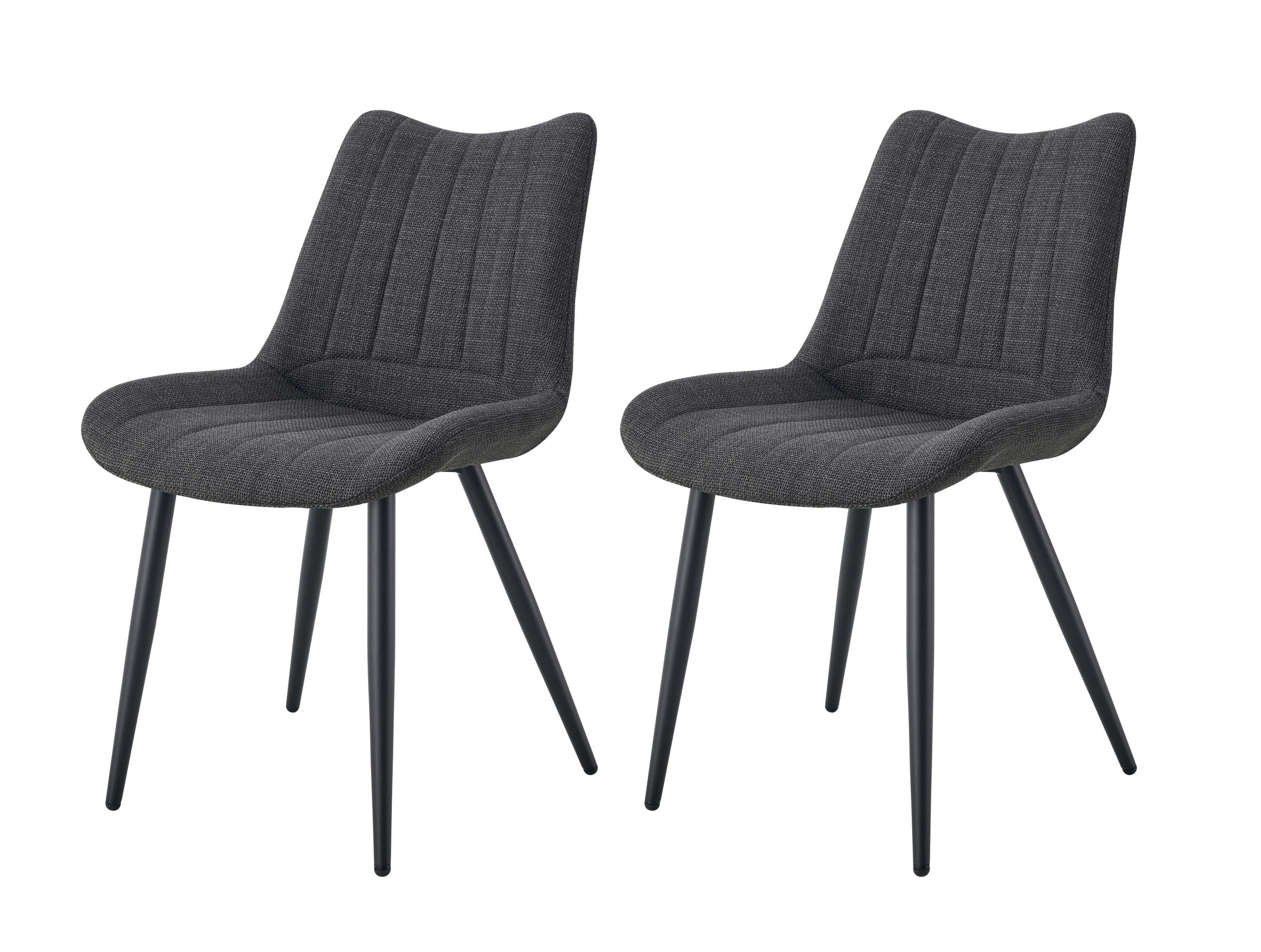 STUHL-SET 2 Stück  in Webstoff  - Anthrazit/Schwarz, MODERN, Textil/Metall (53/86/59cm) - MID.YOU