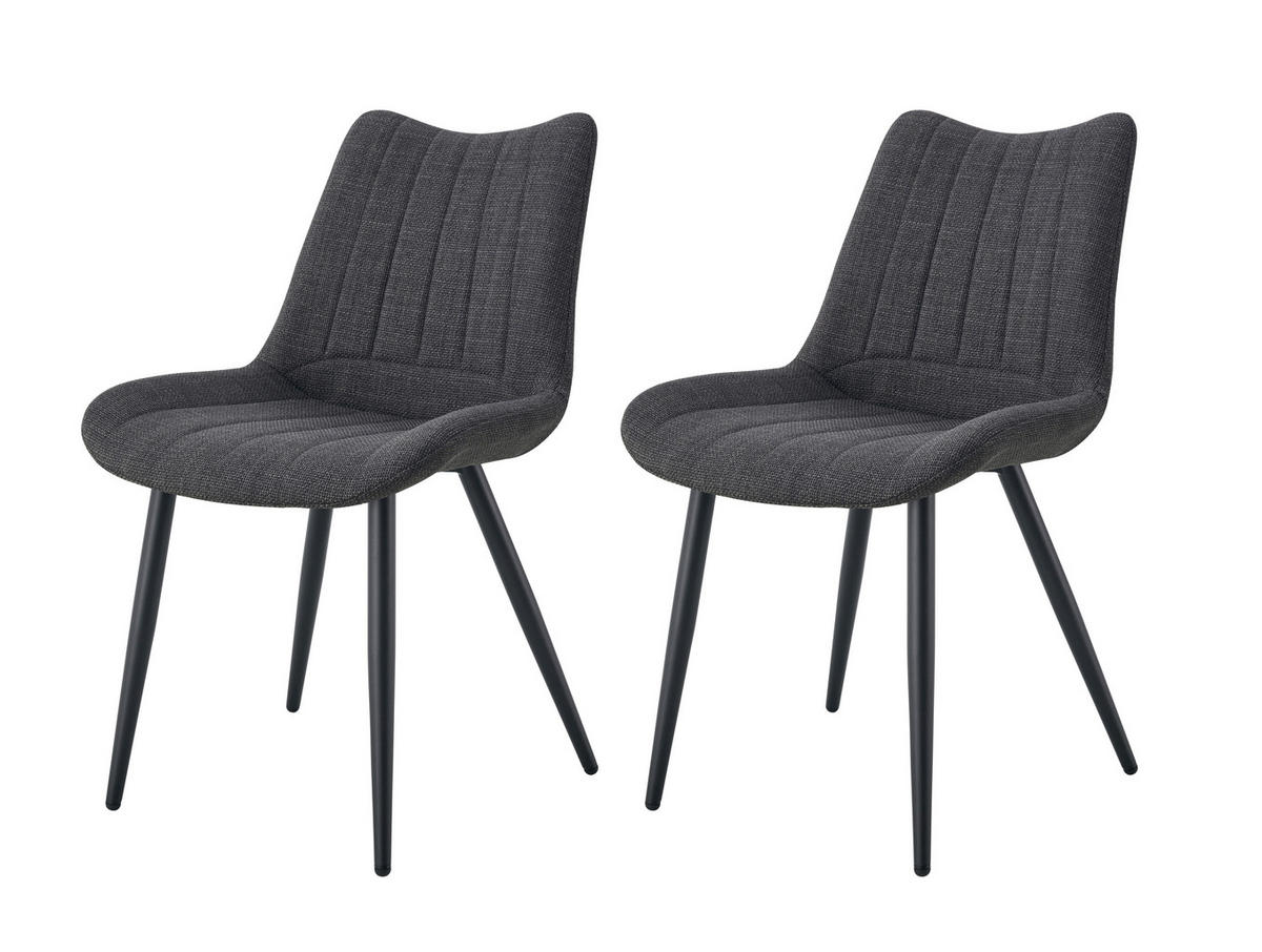 STUHL-SET 2 Stück  in Webstoff  - Anthrazit/Schwarz, MODERN, Textil/Metall (53/86/59cm) - MID.YOU