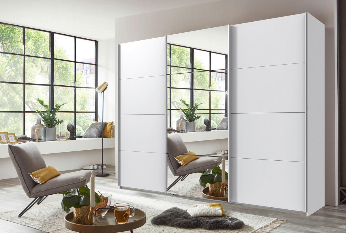 GARDEROB MED SKJUTDÖRRAR 270/208/64 cm 3-dörrar - vit, Modern, metall/trämaterial (270/208/64cm) - MID.YOU