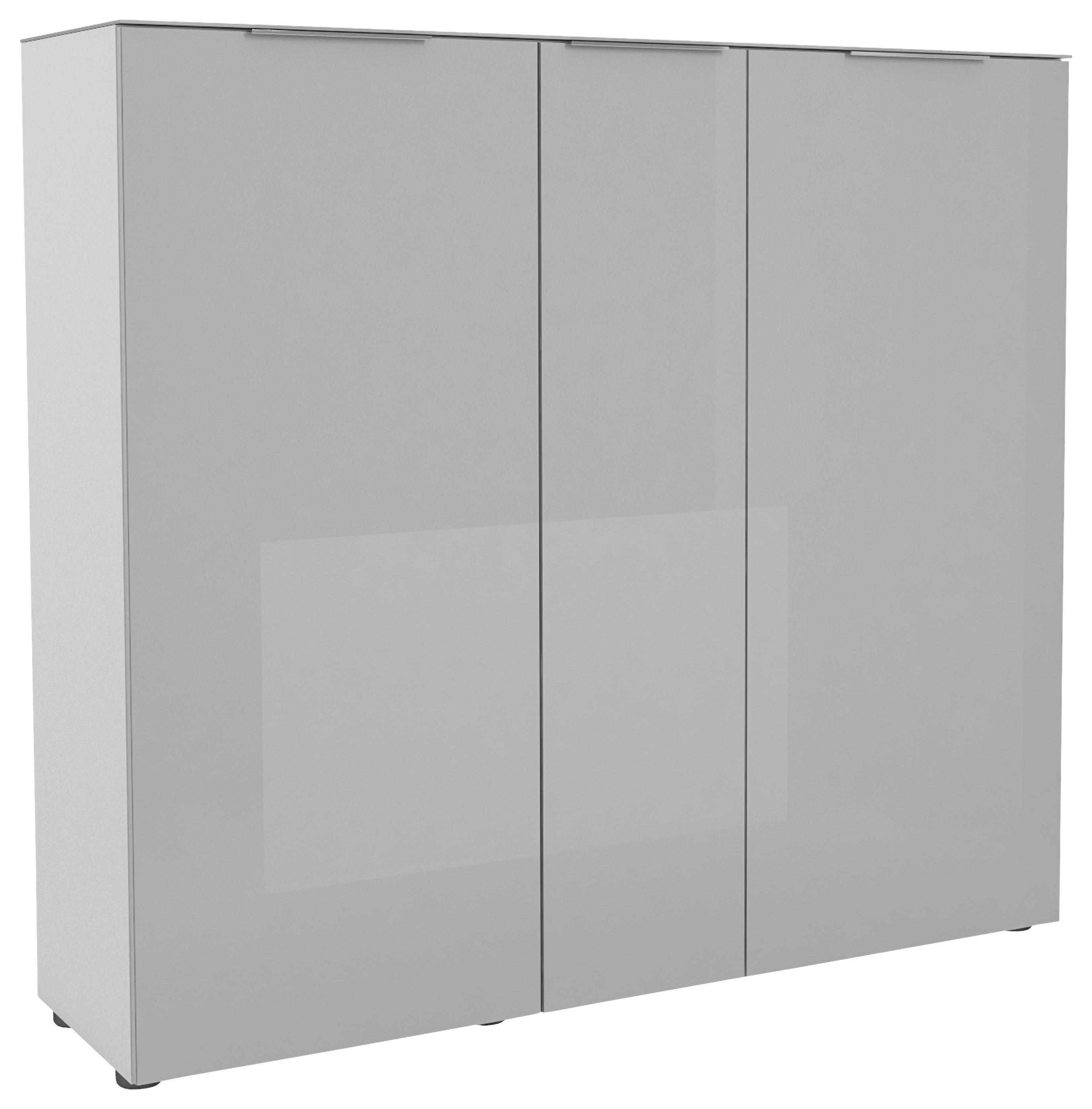 SCHUHSCHRANK Grau, Weiß  - Chromfarben/Schwarz, Design, Glas/Holzwerkstoff (135,3/124,3/40cm)