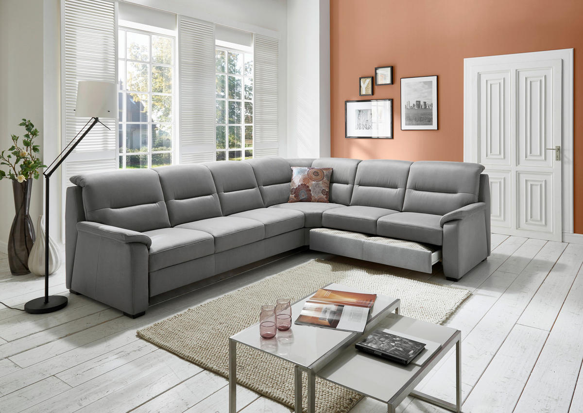 ROHOVÁ SEDACIA SÚPRAVA, textil, sivá - čierna/sivá, Konventionell, drevo/textil (245/303cm) - Beldomo Comfort