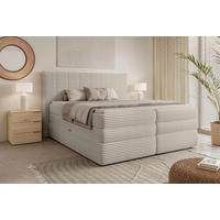 BOXSPRINGBETT 180/200 cm  in Beige  - Beige/Schwarz, Design, Kunststoff/Textil (180/200cm) - Chameo