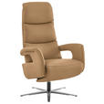 RELAXSESSEL in Leder Honig  - Edelstahlfarben/Honig, Design, Leder/Metall (76/119/86cm) - Dieter Knoll