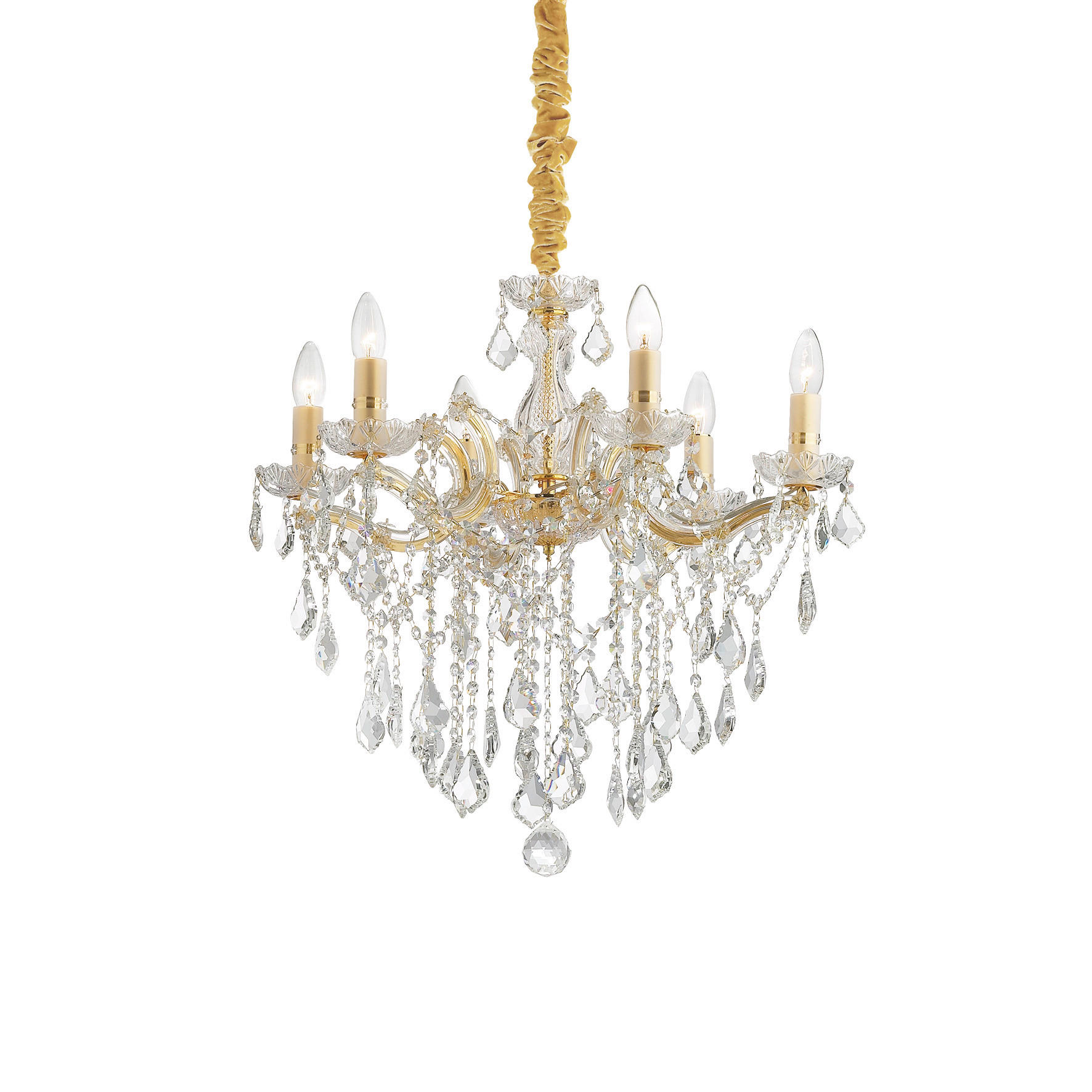 Ideal Lux Kronleuchter Florian Oro Gold, Messing 82-120 cm