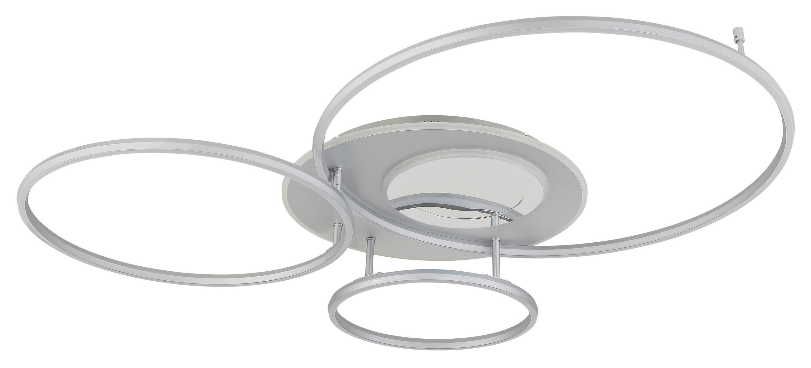 LED-DECKENLEUCHTE Johnson 116,6/86,4/13 cm  - Silberfarben/Opal, Design, Kunststoff/Metall (116,6/86,4/13cm) - Globo