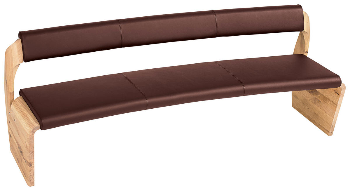 SITZBANK 187/84/69,6 cm  in Eichefarben, Rotbraun  - Rotbraun/Eichefarben, Natur, Leder/Holz (187/84/69,6cm) - Voglauer