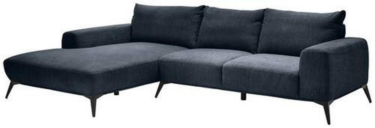 ECKSOFA in Webstoff Dunkelblau  - Schwarz/Dunkelblau, Design, Textil/Metall (187/298cm) - Stylife