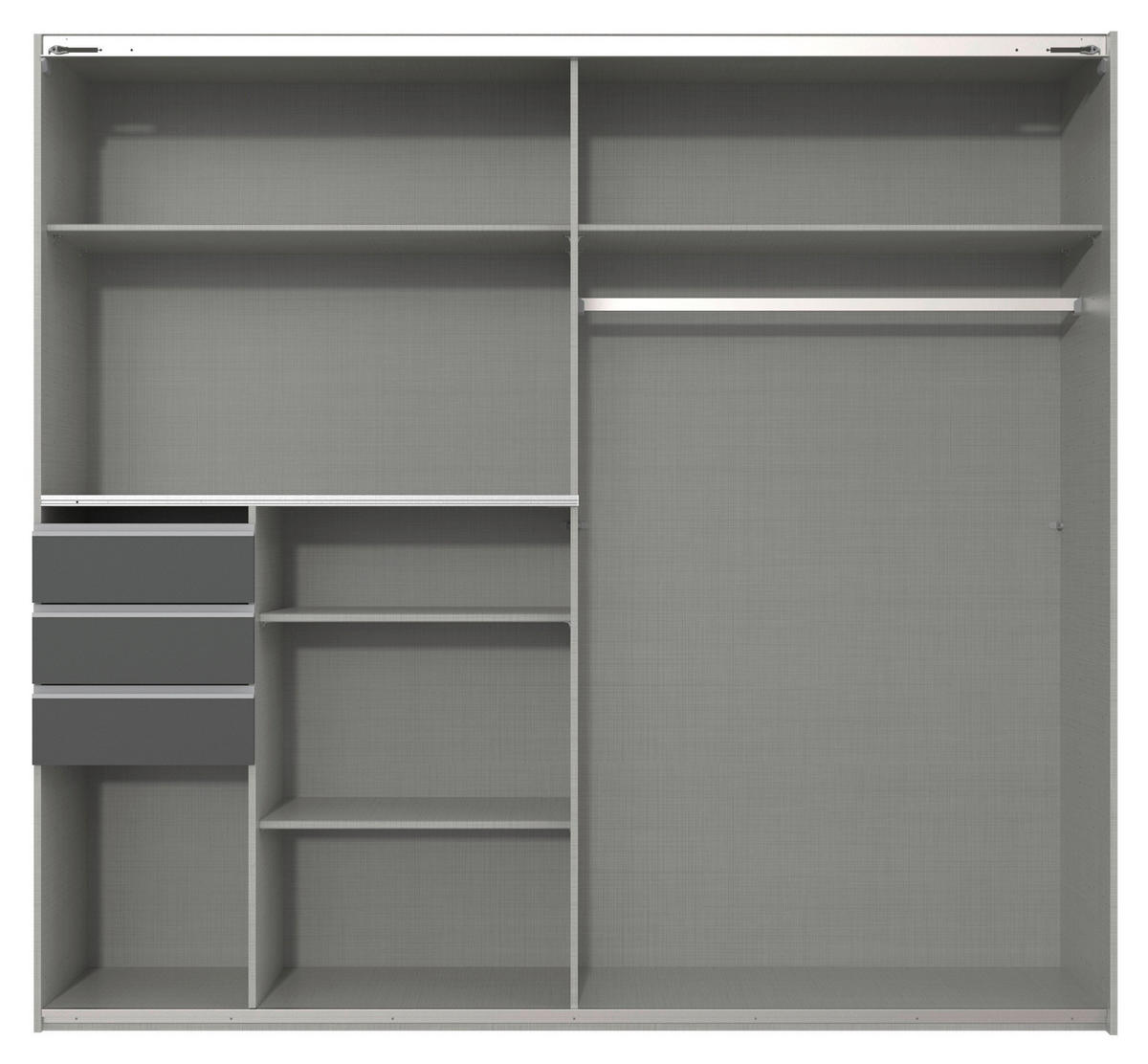 GARDEROB MED SKJUTDÖRRAR 225/208/64 cm 2-dörrar - grafitfärgad/silver, Klassisk, metall/trämaterial (225/208/64cm) - Carryhome