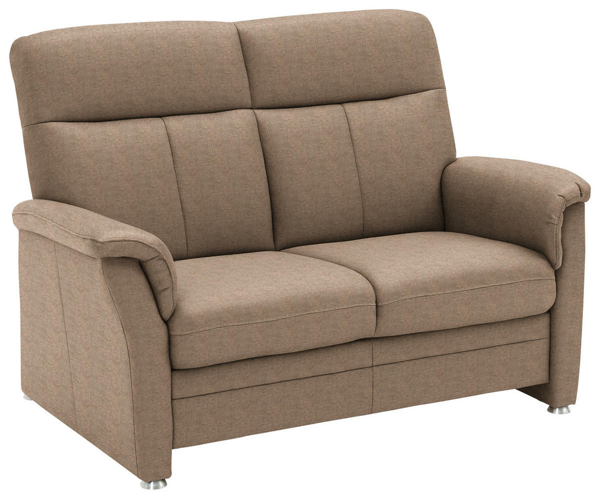 2-SITZER-SOFA  in Flachgewebe Hellbraun  - Hellbraun/Alufarben, KONVENTIONELL, Textil/Metall (142/100/89cm) - Beldomo Comfort
