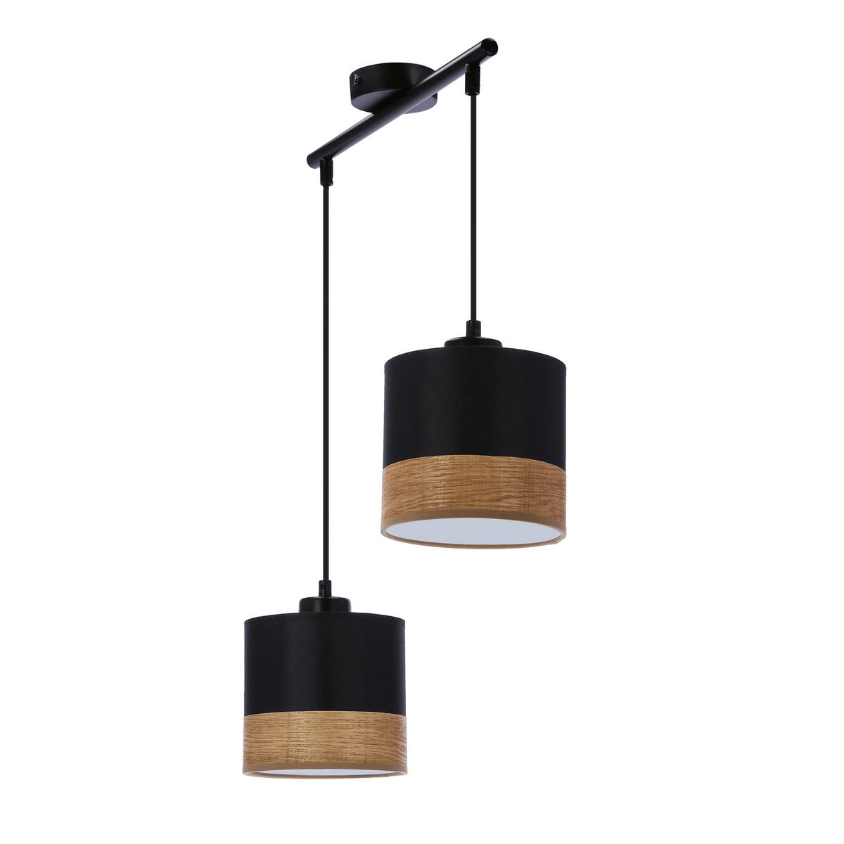 PENDELLEUCHTE 48/15/115 cm  - Eichefarben/Schwarz, Natur, Textil/Metall (48/15/115cm)