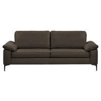 3-SITZER-SOFA  in Echtleder Dunkelbraun   - Dunkelbraun/Schwarz, Design, Leder/Metall (224/86/97cm) - Schöner Wohnen