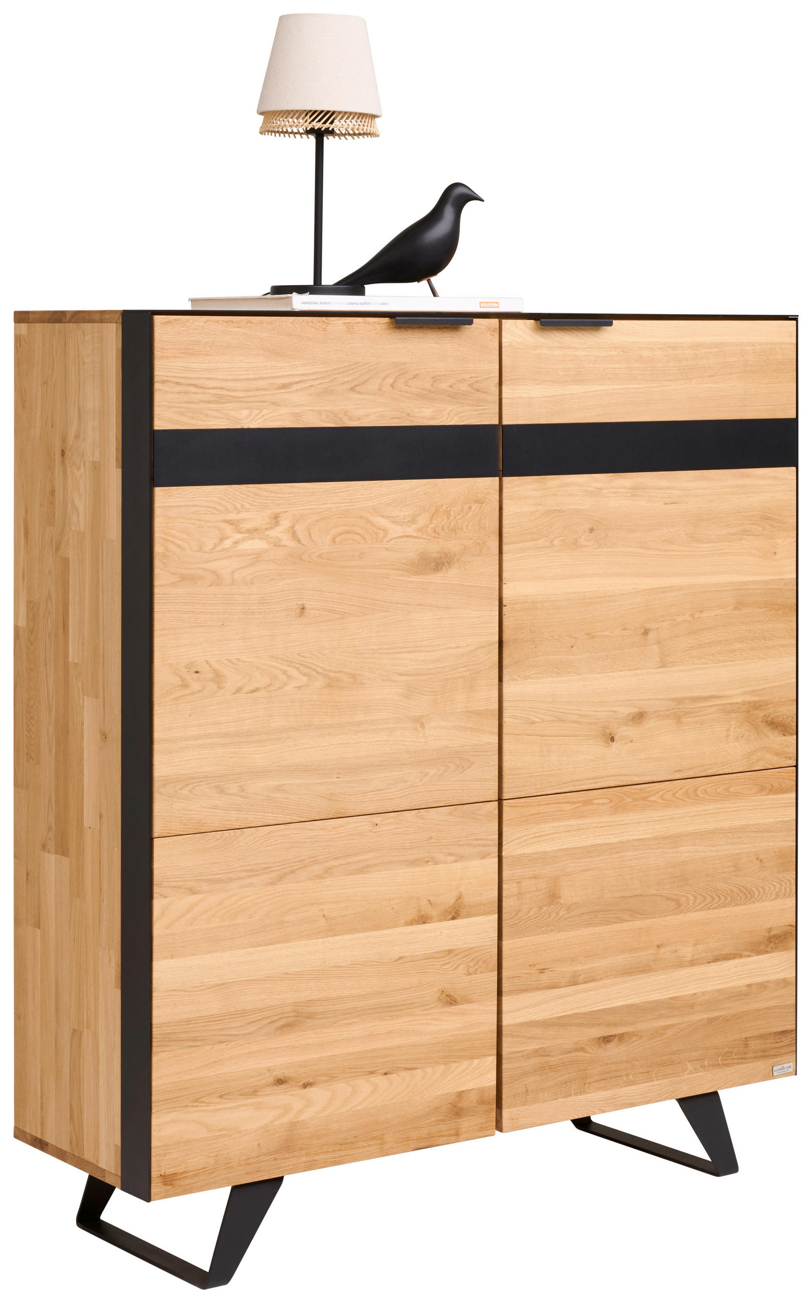 HIGHBOARD  121,1/140/42 cm  - Wildeiche/Schwarz, KONVENTIONELL, Holz/Holzwerkstoff (121,1/140/42cm) - Landscape