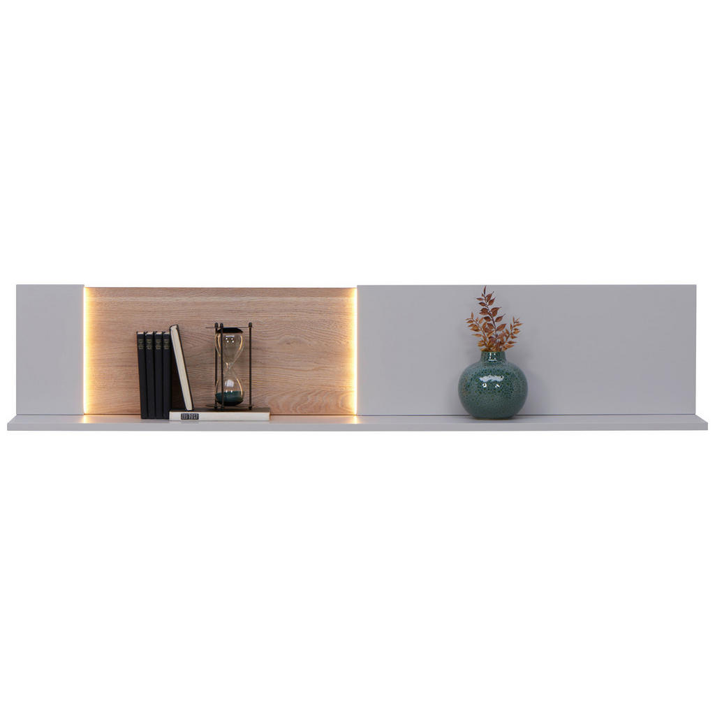 Thumbnail - Dieter Knoll Wandboard, Eiche, Hellgrau, Holzwerkstoff, furniert, 150x30.4x24 cm, Wohnzimmer, Regale, Wandboards