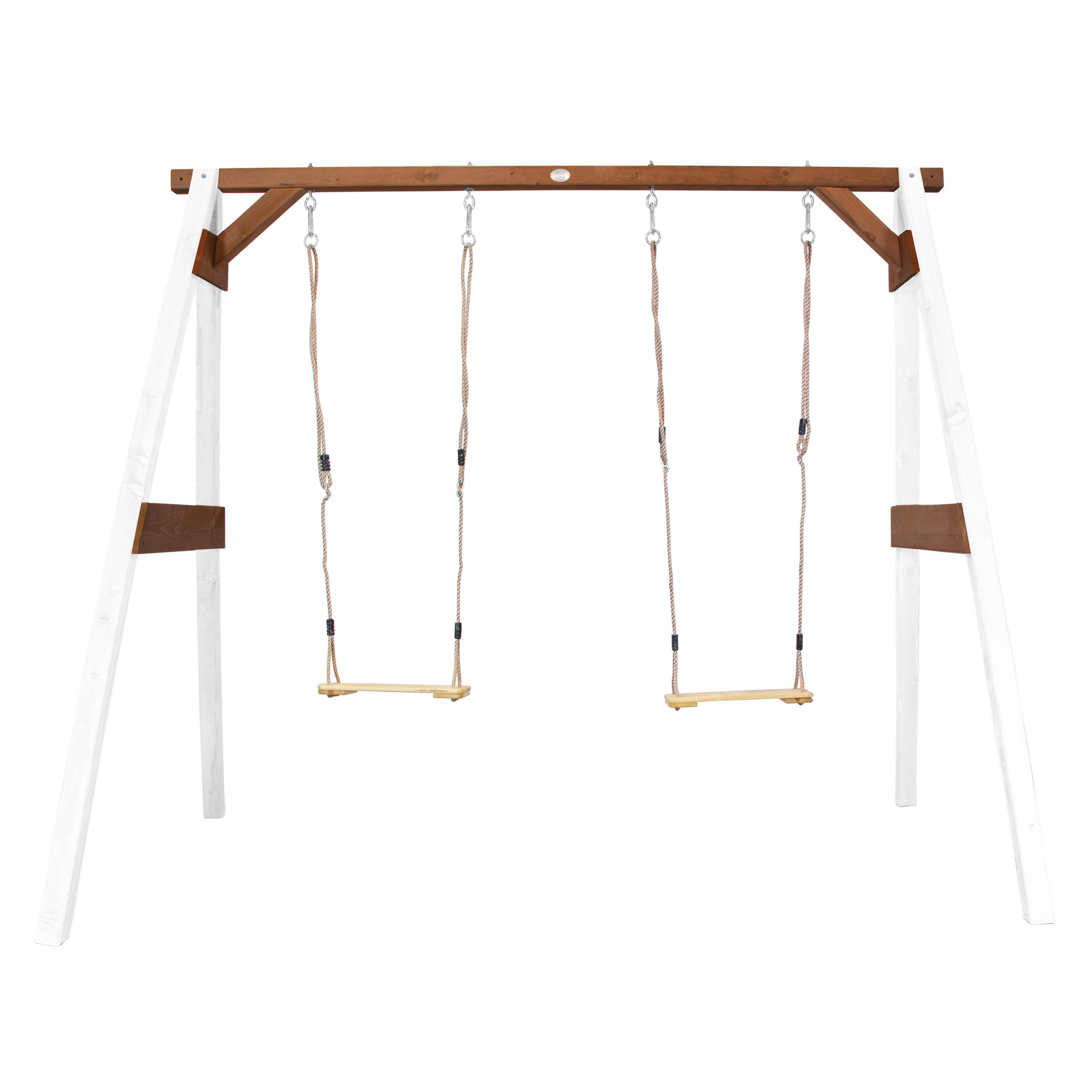 Schaukel Double Swing Braun, Weiß  - Braun/Weiß, Basics, Holz (254/207/160cm) - Ambia Garden