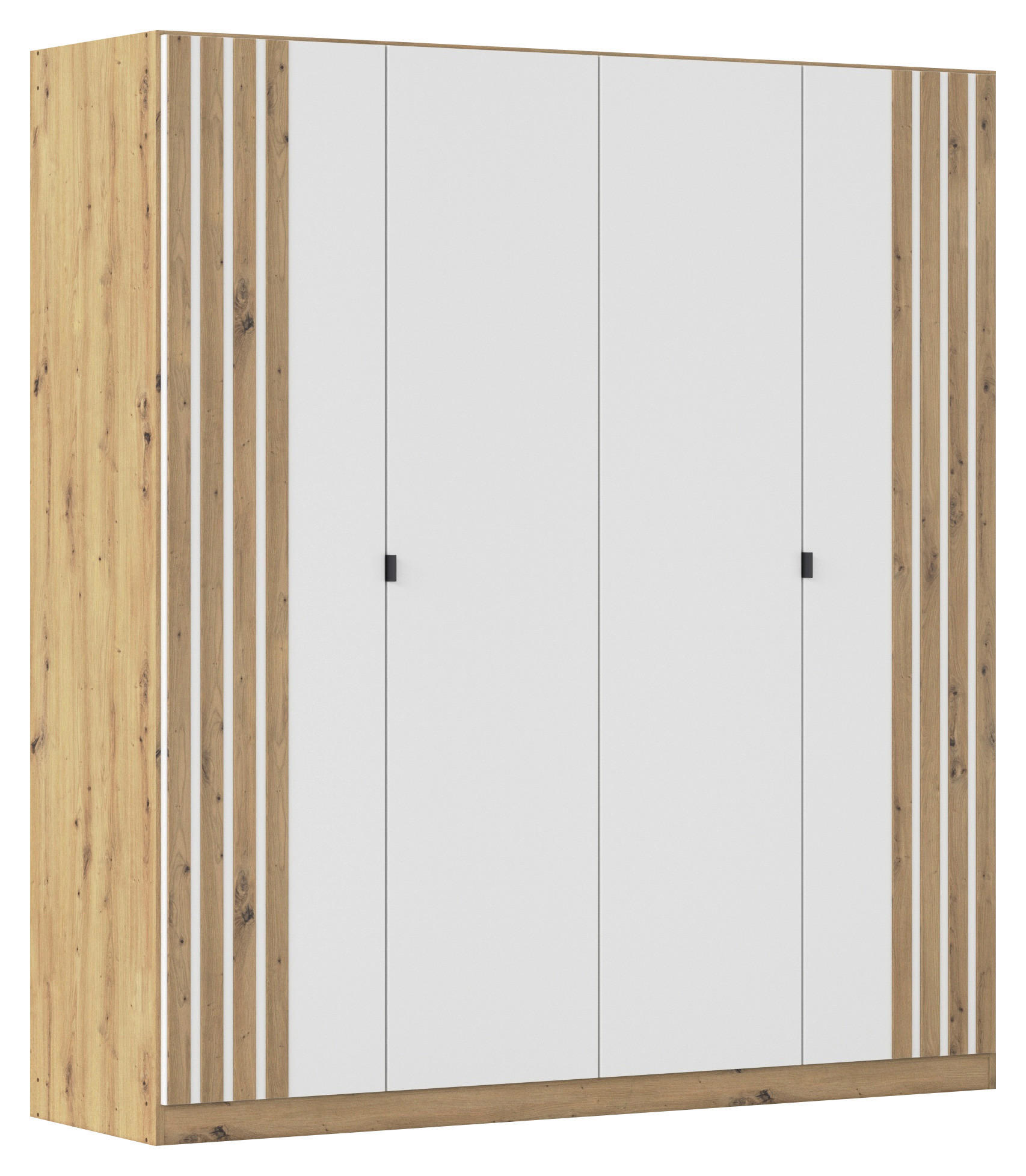 DREHTÜRENSCHRANK 181/197/54 cm,  in Weiß, Eiche Artisan,  - Weiß/Eiche Artisan, MODERN, Holzwerkstoff/Metall (181/197/54cm) - Rauch Möbel