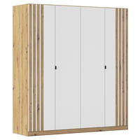 DREHTÜRENSCHRANK 181/197/54 cm,  in Weiß, Eiche Artisan,  - Weiß/Eiche Artisan, MODERN, Holzwerkstoff/Metall (181/197/54cm) - Rauch Möbel