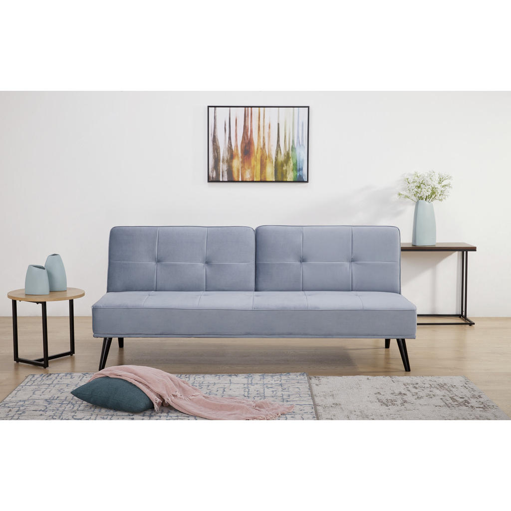 Thumbnail - Ti'me Schlafsofa, Hellblau, Textil, Buche, massiv, Uni, 3-Sitzer, 191x81x81 cm, Schlafen auf Sitzhöhe, Wohnzimmer, Sofas...