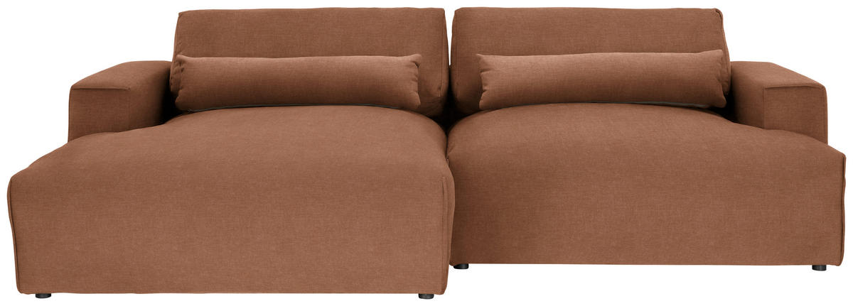 ECKSOFA Struktur Rostfarben  - Rostfarben/Schwarz, Design, Kunststoff/Textil (187/267cm) - Stylife