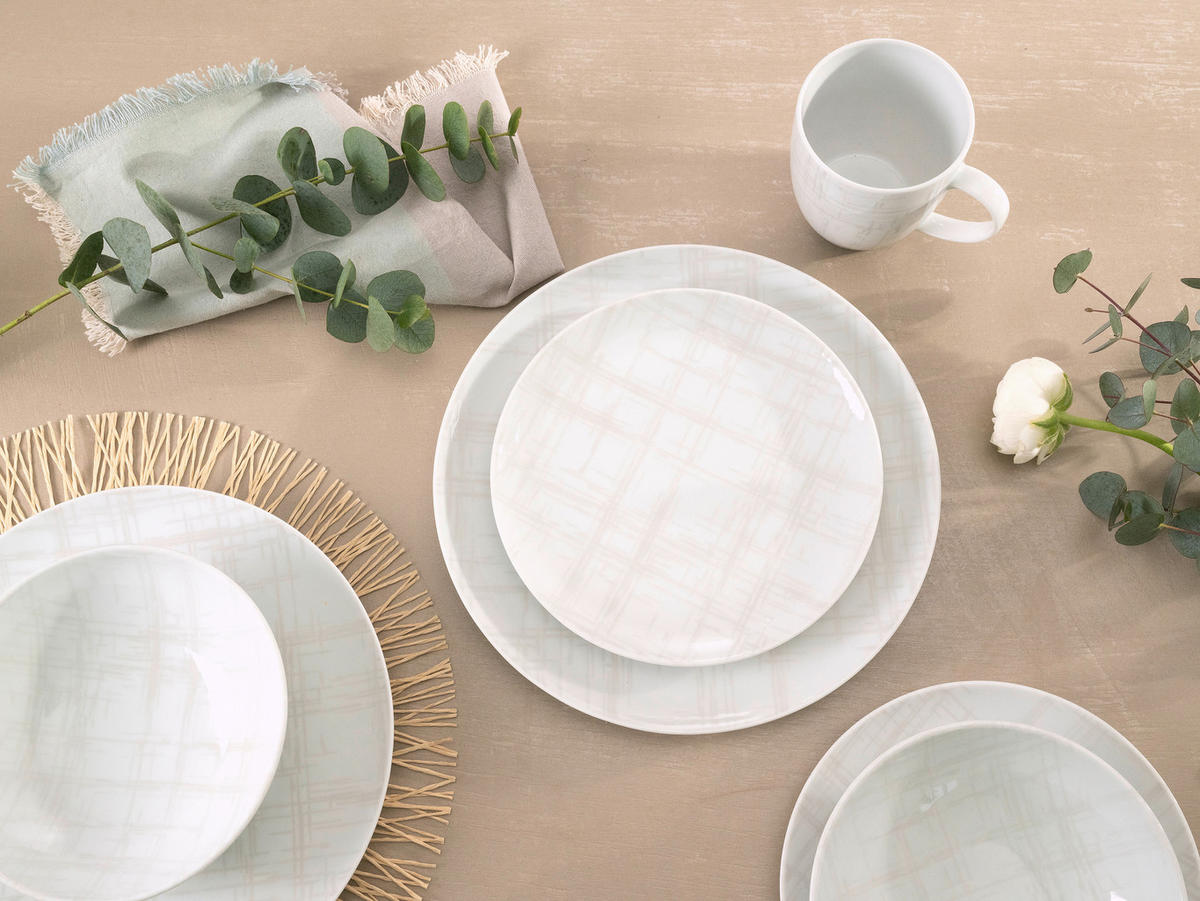 KOMBINOVANÝ SERVIS, 16-dielne, porcelán - viacfarebná/biela, Basics, keramika - Creatable