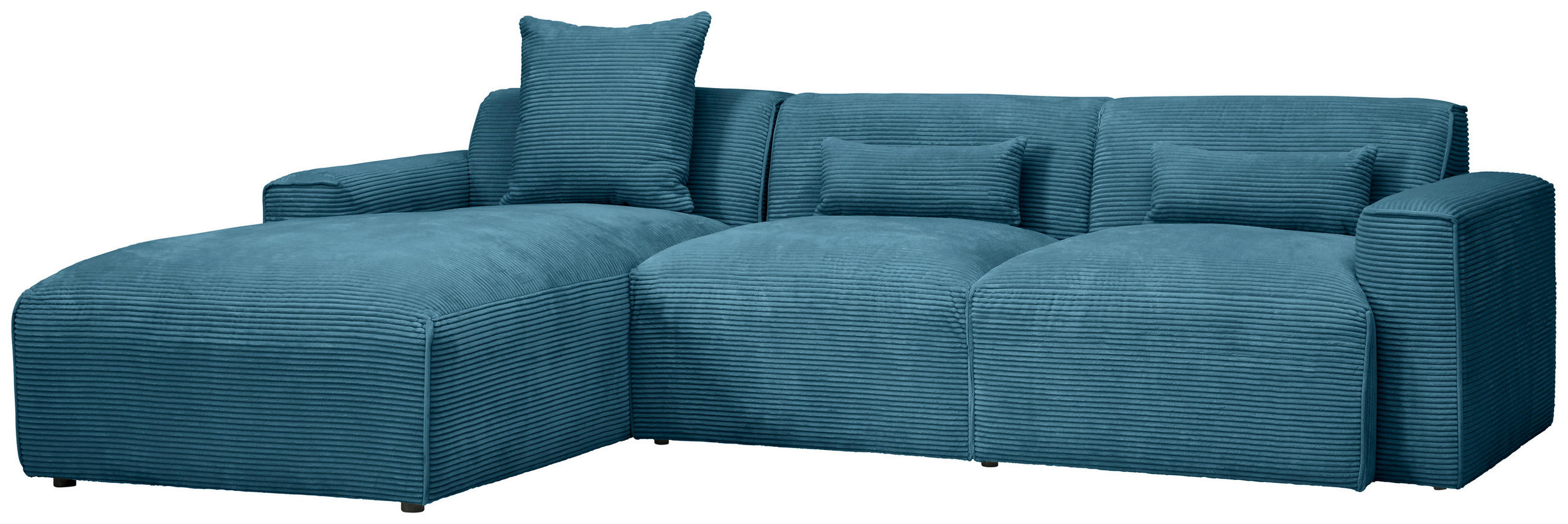 ECKSOFA in Cord Hellblau  - Schwarz/Hellblau, Design, Kunststoff/Textil (196/303cm) - Livetastic