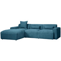 ECKSOFA in Cord Hellblau  - Schwarz/Hellblau, Design, Kunststoff/Textil (196/303cm) - Livetastic