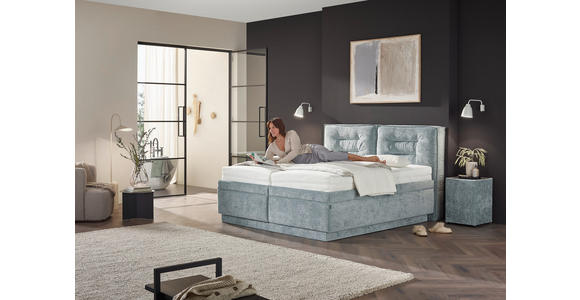 POLSTERBETT Bettkasten, Lattenroste, Matratzen 180/200 cm  in Blaugrau  - Blaugrau/Weiß, KONVENTIONELL, Holz/Textil (180/200cm) - Dieter Knoll