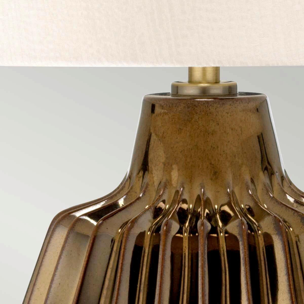 STOLNÁ LAMPA, E27, 55/30 cm  - číra/bronzová, Konventionell, textil/keramika (55/30cm) - Elstead Lighting