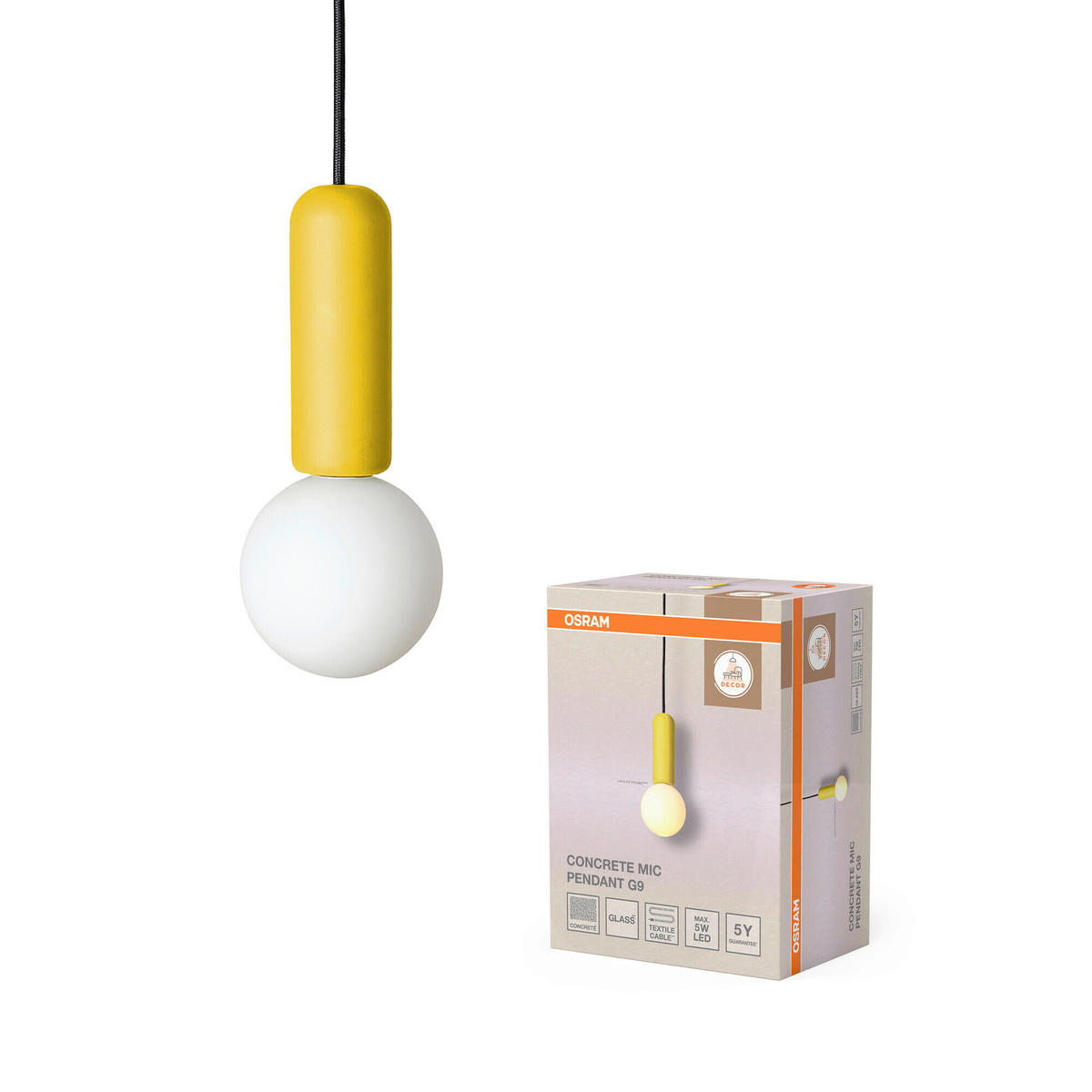 HÄNGELEUCHTE 10/120 cm   - Dunkelgelb, Basics, Stein (10/120cm) - Osram