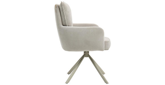 ARMLEHNSTUHL  Sitzfläche 180° drehbar, automatische Rückholfunktion Feincord  - Beige, Design, Textil/Metall (61/95/67cm) - Novel