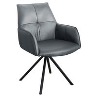 STOLICA S NASLONOM ZA RUKE  antracit, crna  metal, koža      - crna/antracit, Design, koža/metal (59,5/87,5/69cm) - Novel