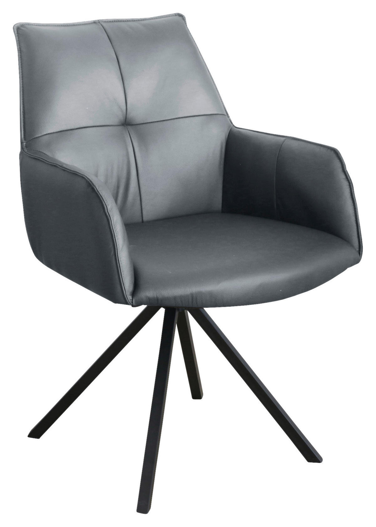 STOLICA S NASLONOM ZA RUKE  antracit, crna  metal, koža      - crna/antracit, Design, koža/metal (59,5/87,5/69cm) - Novel