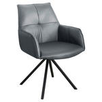 ARMLEHNSTUHL  in Eisen Echtleder pigmentiert  - Anthrazit/Schwarz, Design, Leder/Metall (59,5/87,5/69cm) - Novel