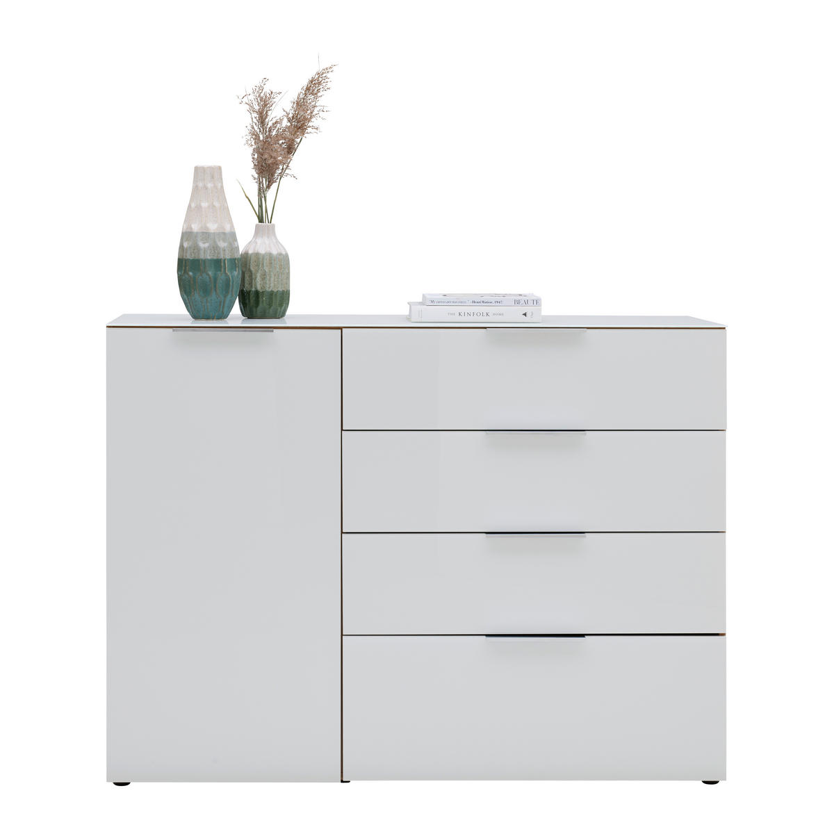 TÁLALÓSZEKRÉNY 134/102/42 cm  - króm/fekete, Modern, műanyag/faalapú anyag (134/102/42cm) - Premium Living