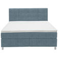 BOXSPRINGBETT 160/200 cm  in Blau  - Chromfarben/Blau, KONVENTIONELL, Kunststoff/Textil (160/200cm) - Voleo