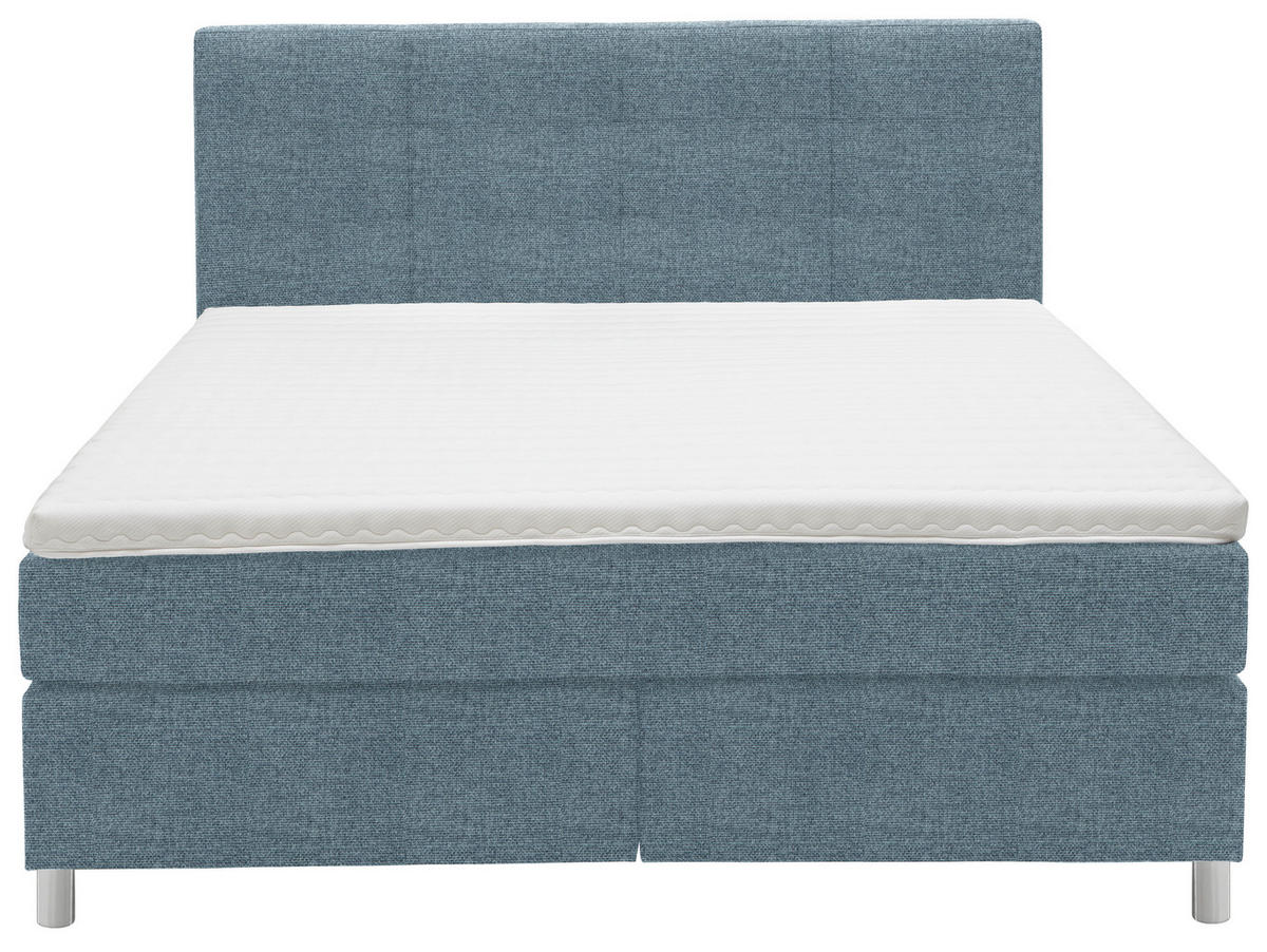 BOXSPRINGBETT 160/200 cm  in Blau  - Chromfarben/Blau, Konventionell, Kunststoff/Textil (160/200cm) - Voleo