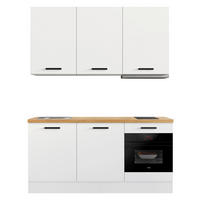 KÜCHENBLOCK 180 cm   in Weiß, Eichefarben  - Eichefarben/Schwarz, Basics, Holzwerkstoff/Metall (180cm) - Impuls