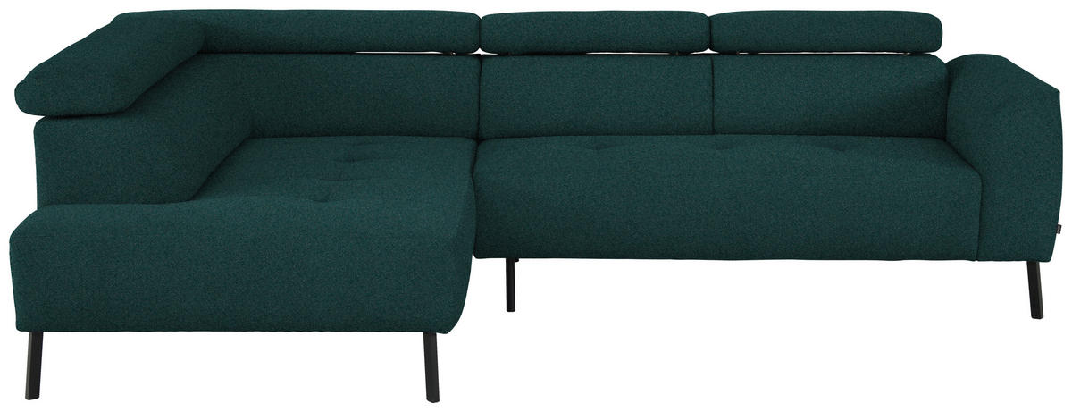 ECKSOFA in Struktur Petrol  205/280 cm  - Petrol/Schwarz, Design, Textil/Metall (205/280cm) - Xora