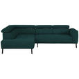 ECKSOFA in Struktur Petrol 205/280 cm - Petrol/Schwarz, Design, Textil/Metall (205/280cm) - Xora