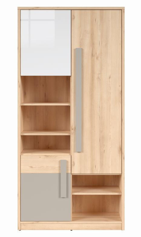 OTVORENA POLICA siva, bela, boja bukve  - boja bukve/siva, Dizajnerski, pločasti materijal/plastika (95/198,5/38,5cm) - Carryhome