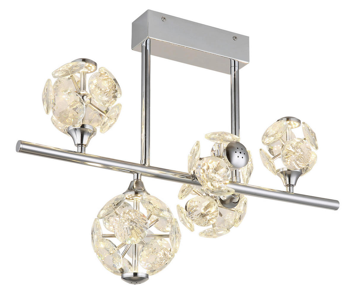 STROPNA LED-SVETILKA  VIRINA //3000 K/230 V/ - barve kroma/prozorno, Konvencionalno, kovina/steklo (61/30/46cm) - Globo