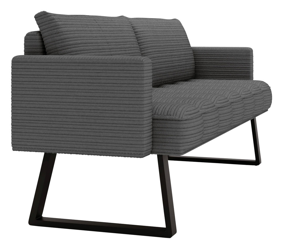 SITZBANK 200/88/69 cm Struktur Anthrazit Metall  - Anthrazit/Schwarz, Design, Textil/Metall (200/88/69cm) - Valdera