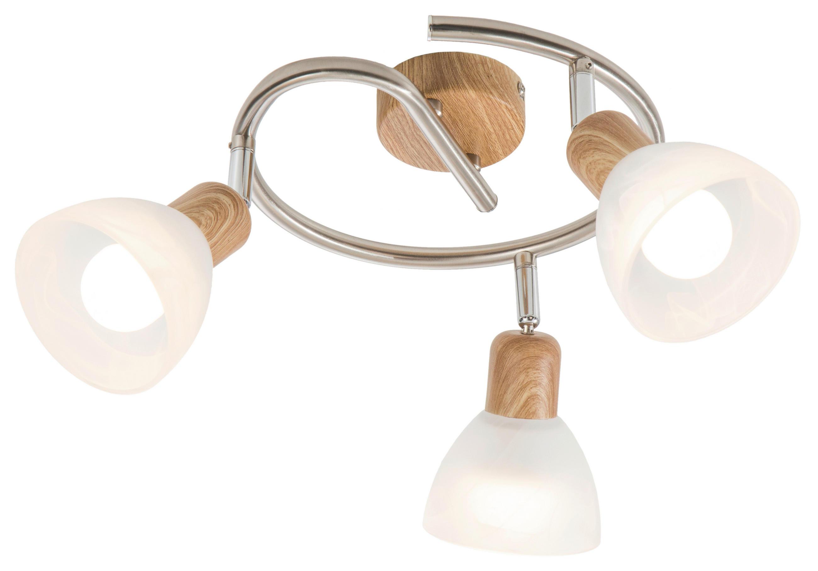 LED-DECKENLEUCHTE 25 cm  - Eichefarben/Weiß, Basics, Glas/Holz (25cm) - Globo