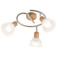 LED-DECKENLEUCHTE 25 cm  - Eichefarben/Weiß, Basics, Glas/Holz (25cm) - Globo