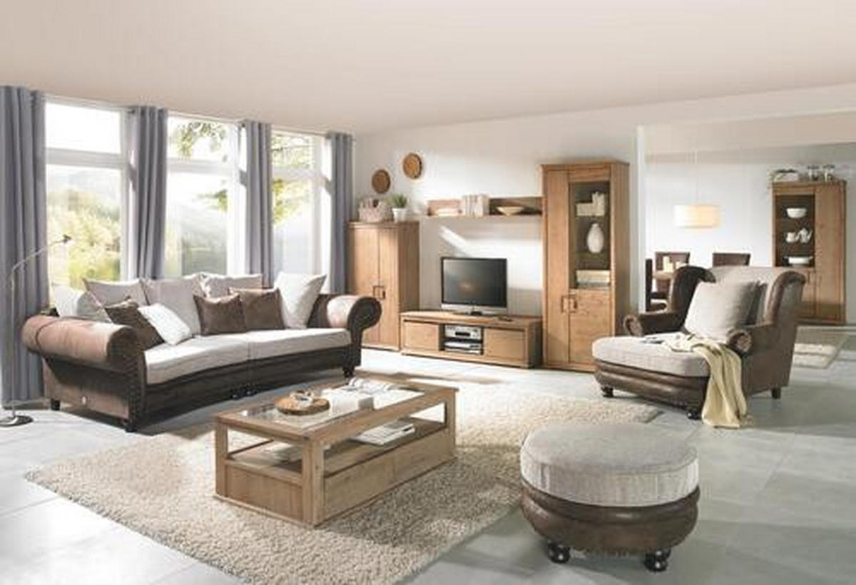 MEGA SOFA braon, bež  - braon/bež, Romantično / Seoski, tekstil/drvo (276/81/140cm) - Landscape