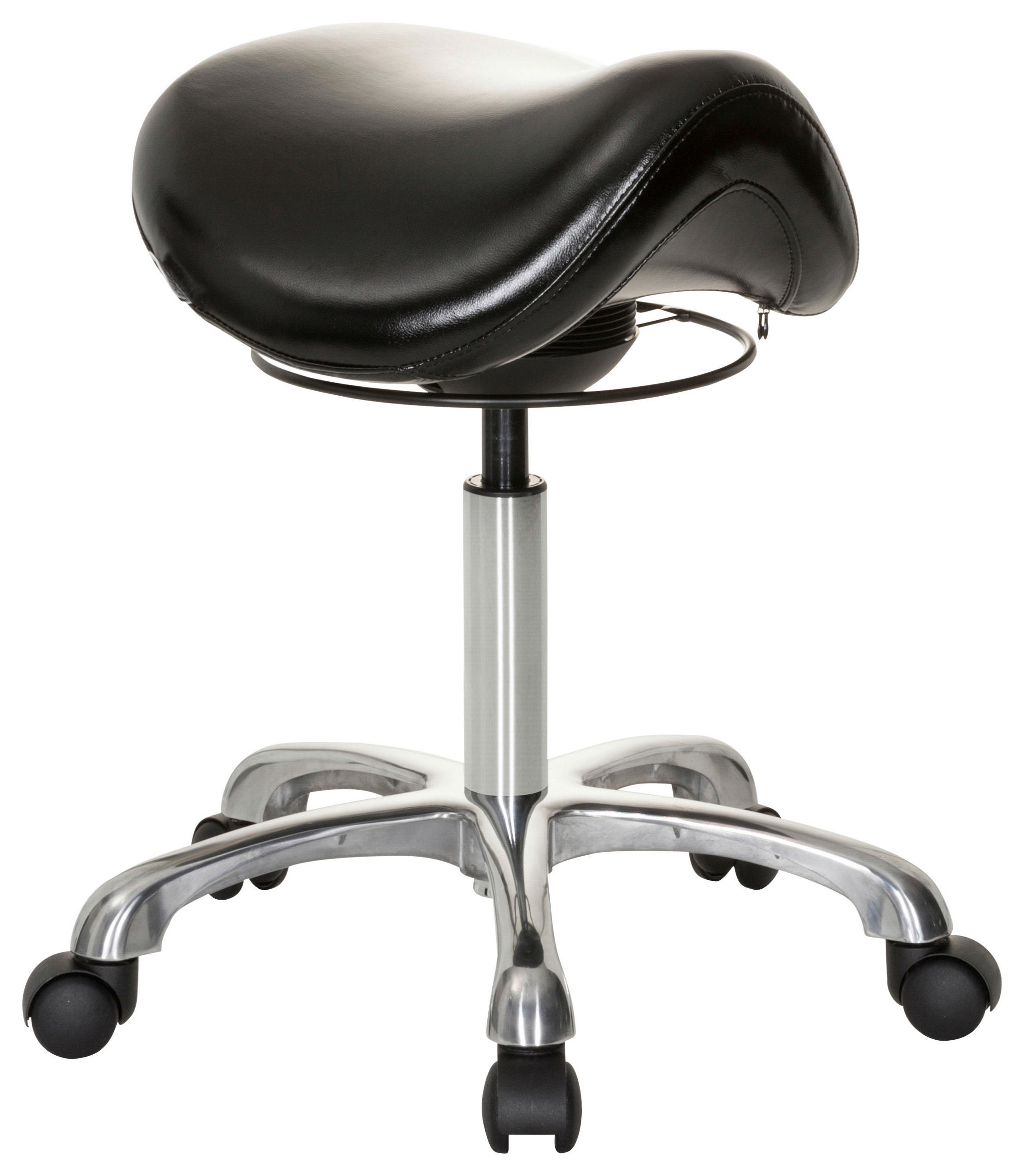 DREHHOCKER Lederlook Schwarz  - Silberfarben/Schwarz, Basics, Kunststoff/Textil (56/54/56cm) - MID.YOU