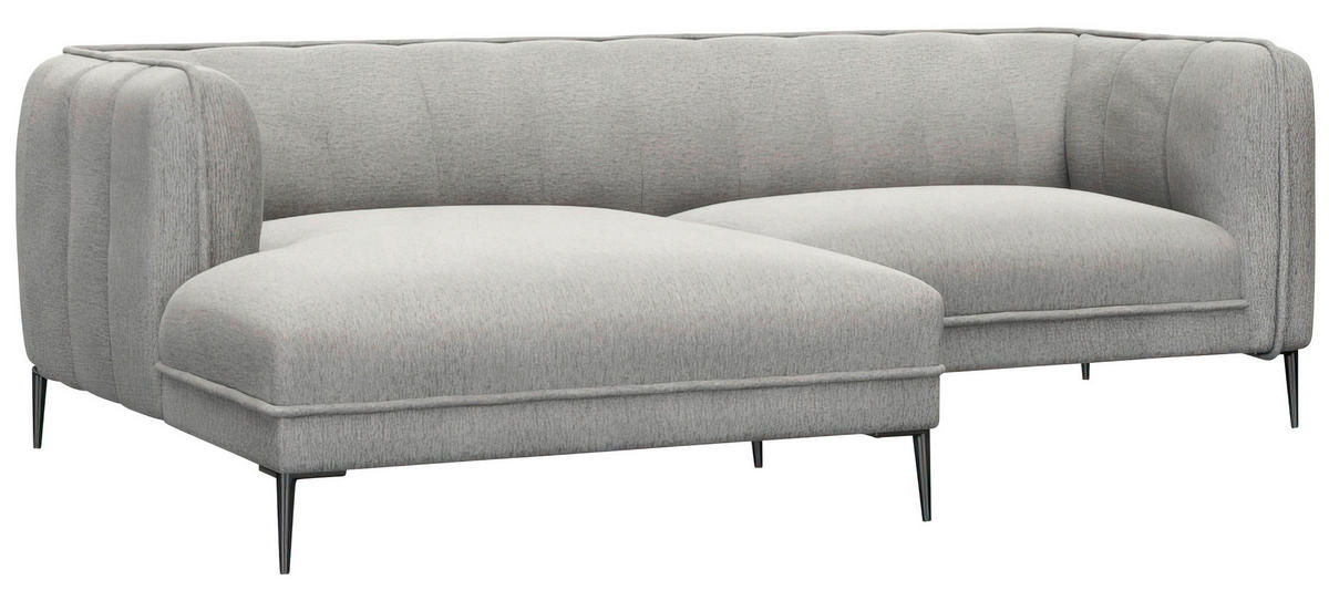 ECKSOFA Grau Chenille, Webstoff, Flachgewebe  - Schwarz/Grau, Design, Holz/Textil (149/211cm) - Livetastic